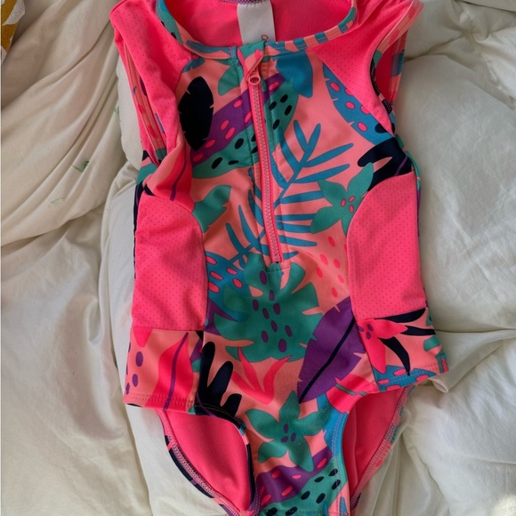 Cat & Jack Pink and Green Kids Swim One Piece - Picture 1 of 4